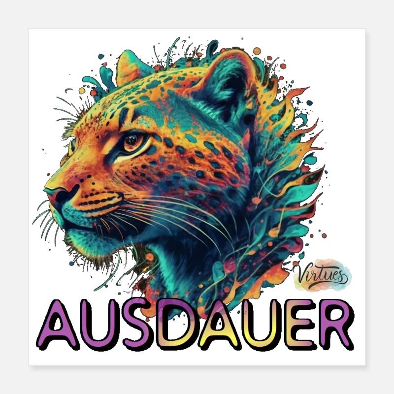 Werte mit Tieren: Ausdauer Poster 40x40 cm