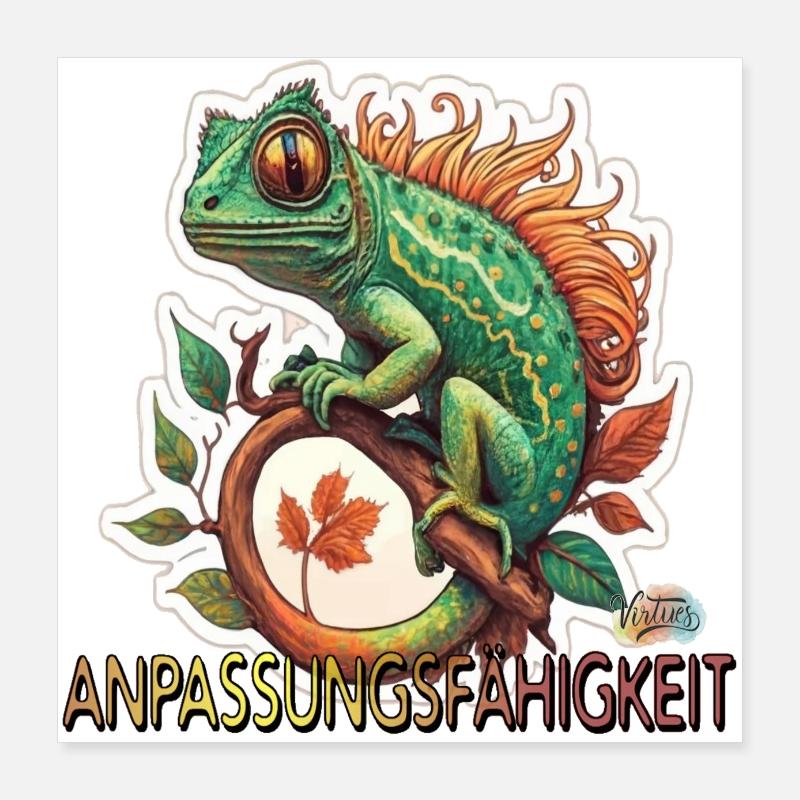 Werte mit Tieren: Anpassungsfähigkeit Poster 40x40 cm