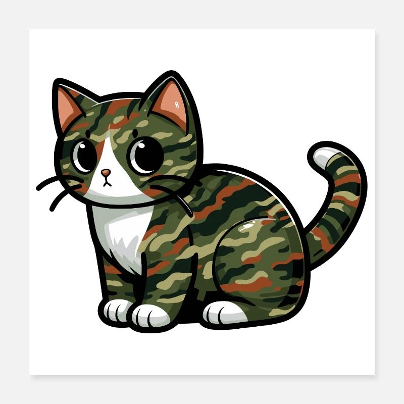 Getarnte Katze Poster 40x40 cm