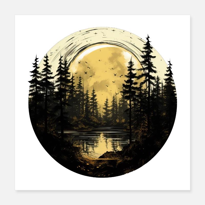 Nuit dans la forêt Poster 40 x 40 cm