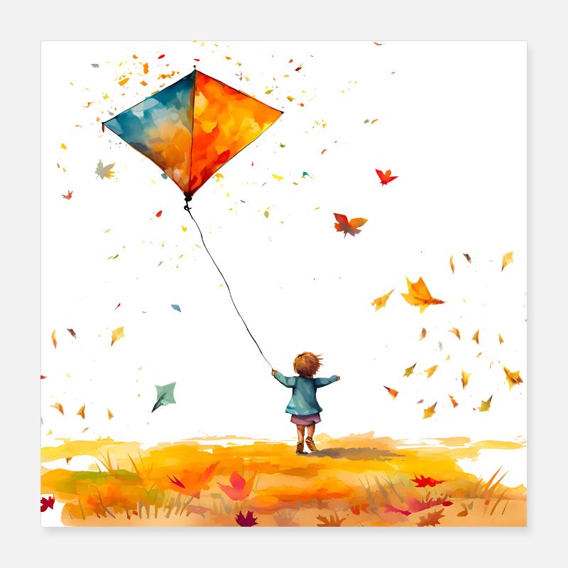 Flying kites, good for young and old Poster 16" x 16" (40x40 cm)