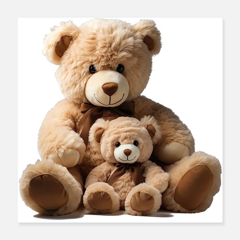 Plush Bear Mom with Plush Bear Child Poster 16" x 16" (40x40 cm)