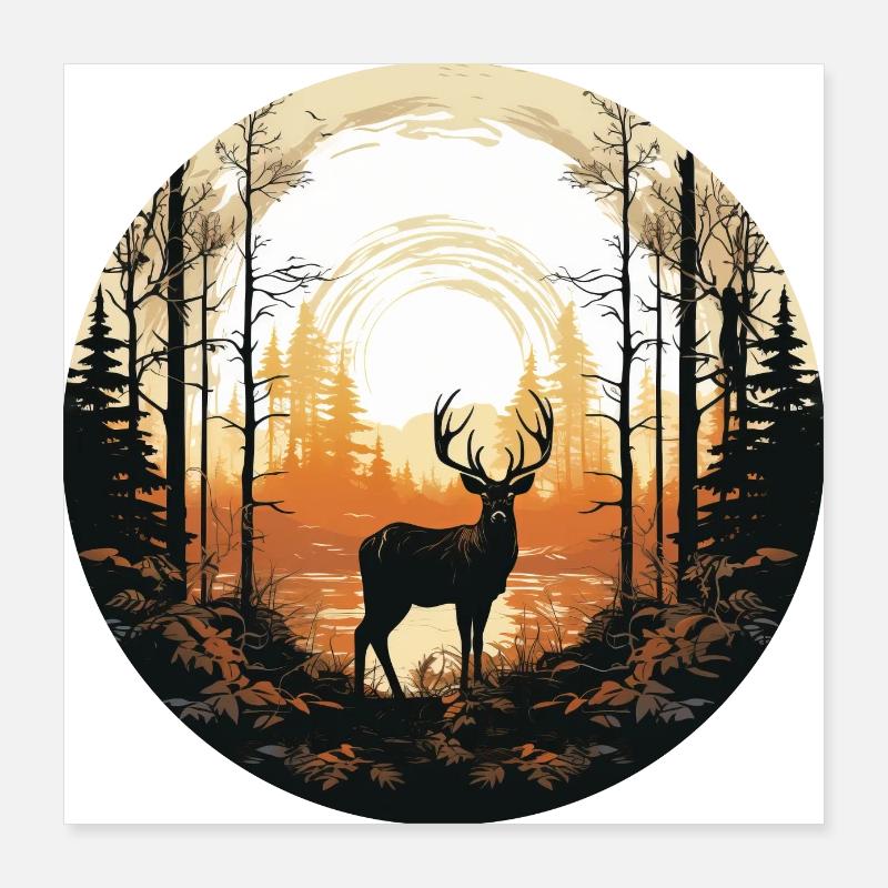 Rehe im Wald Poster 40x40 cm