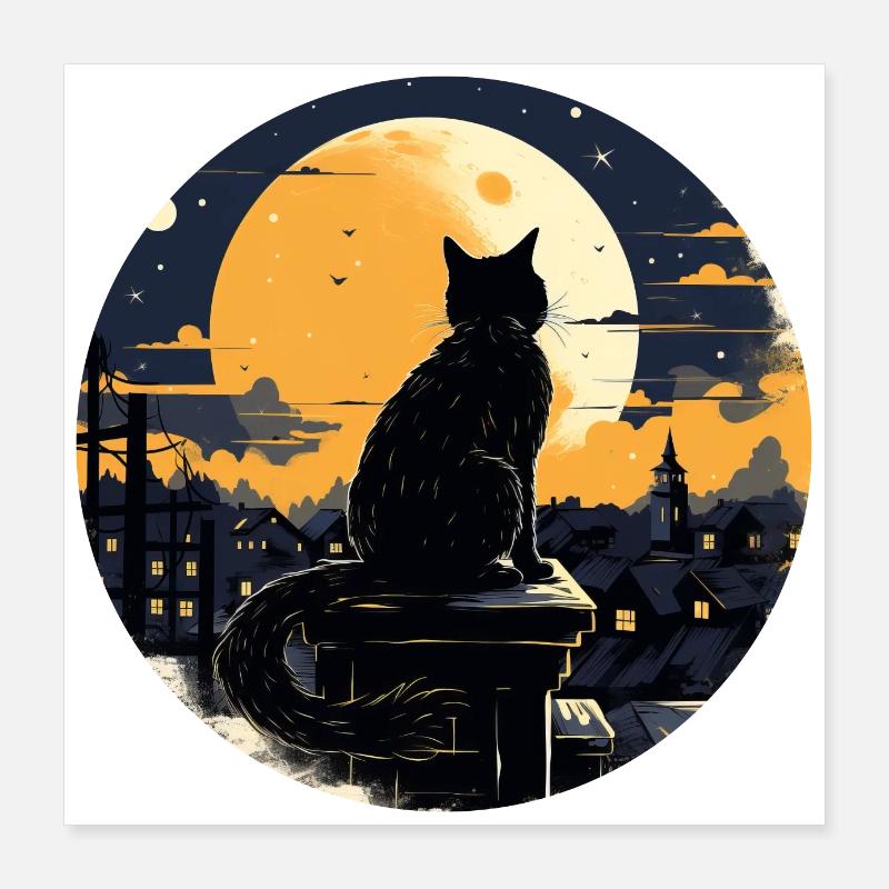 Mitternachtskatze Poster 40x40 cm