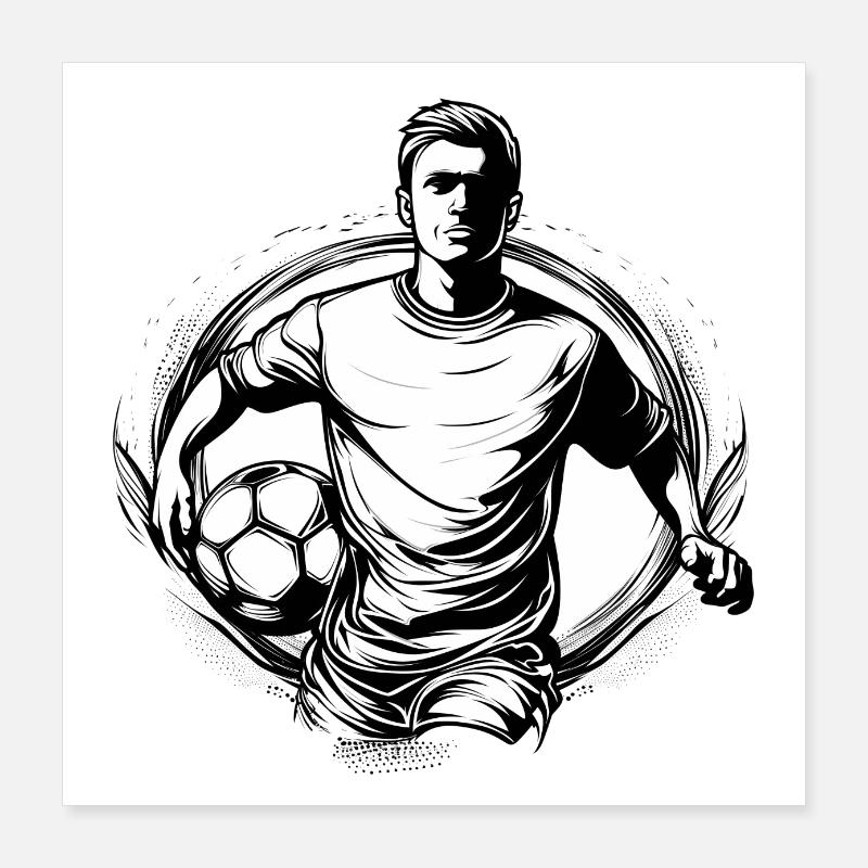 Fussball Spieler Design - Poster 40x40 cm - Weiß