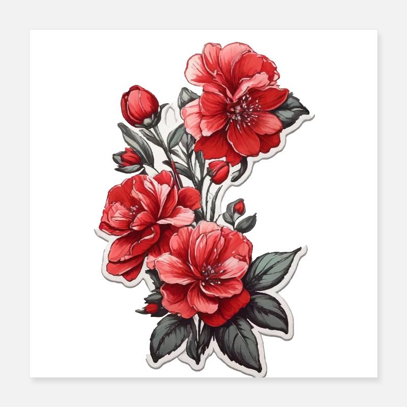 Schöne Rote Blume Poster 40x40 cm
