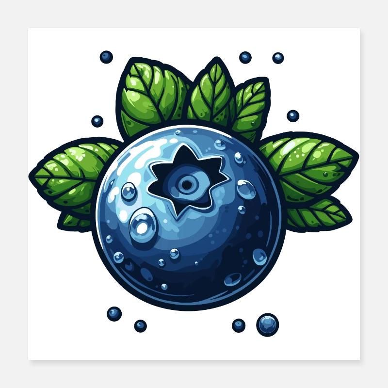 Blueberries wet berry Poster 16" x 16" (40x40 cm)