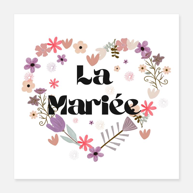 Das Blumenherz der Braut Poster 40x40 cm