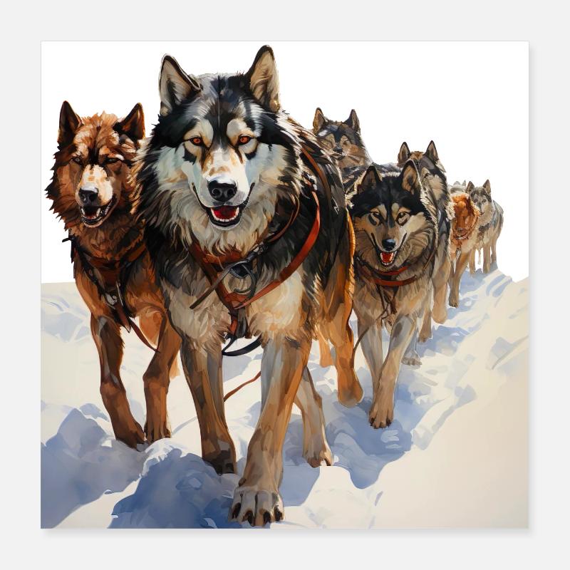 Sled dogs are sociable animals Poster 16" x 16" (40x40 cm)
