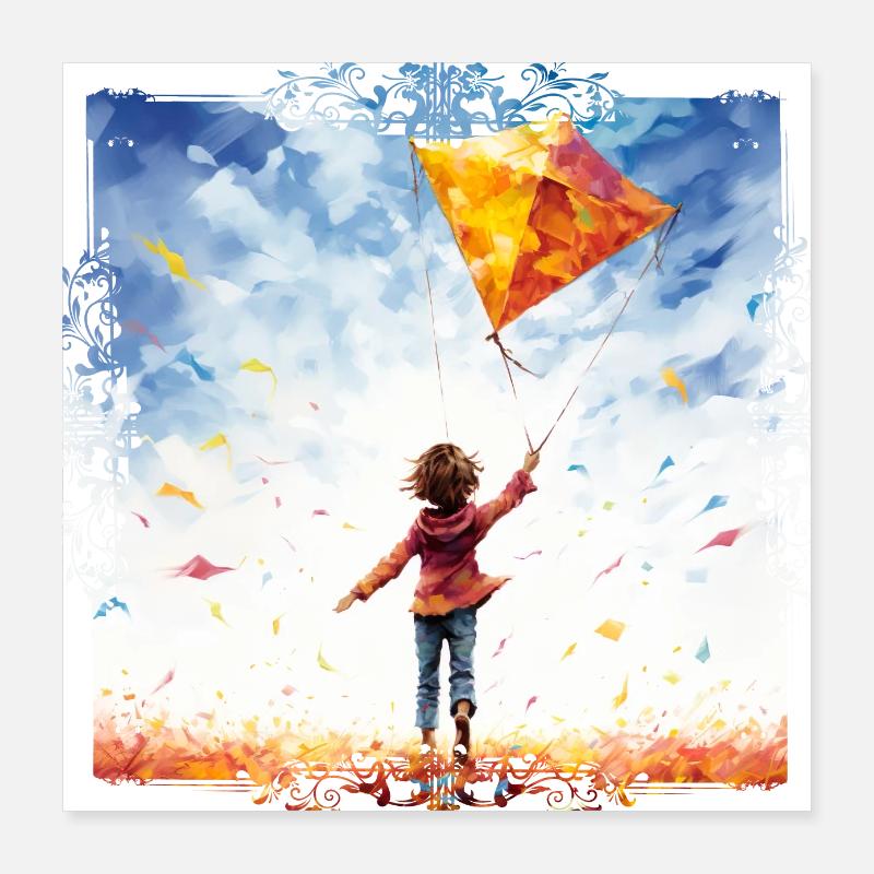 Flying kites is fun Poster 16" x 16" (40x40 cm)