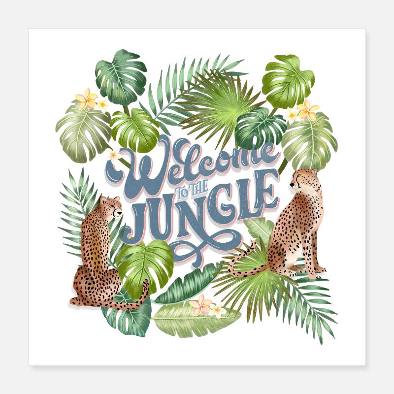 Cheetahs and Welcome to the Jungle Poster 16" x 16" (40x40 cm)