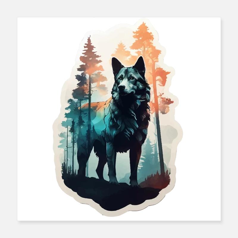 Nordic wolf full of forest Poster 16" x 16" (40x40 cm)