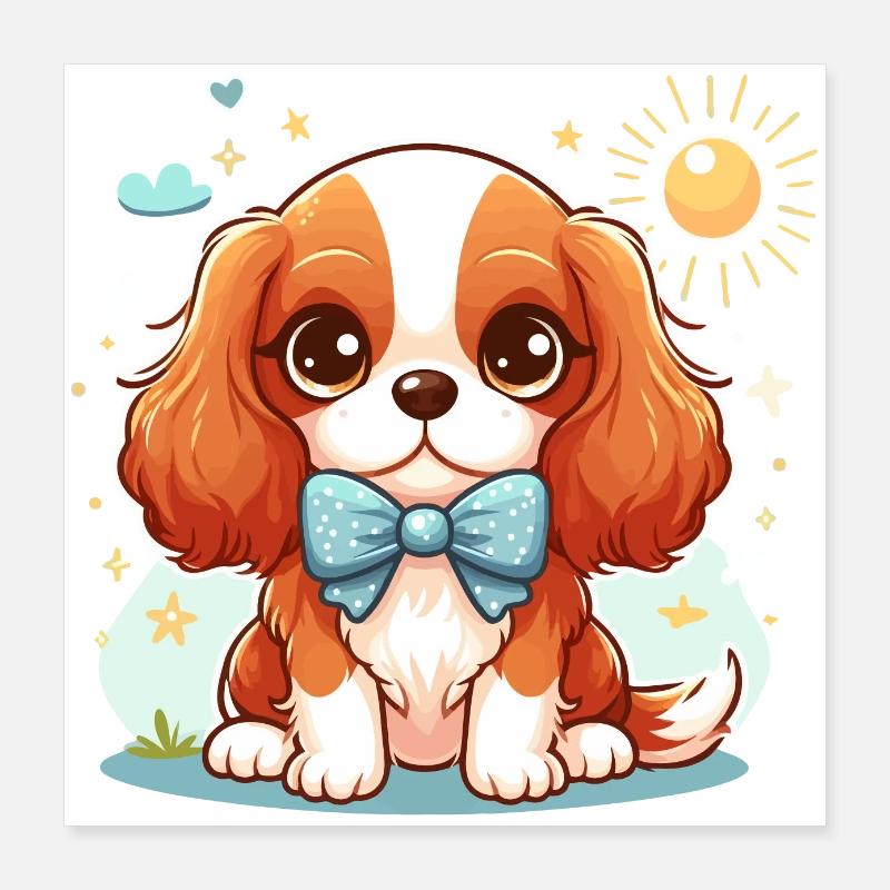 Chien Mignon Cavalier King Charles Poster 40 x 40 cm