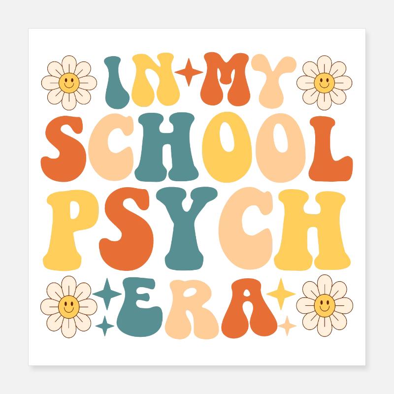 Dans mon école Psych Era Rétro Psychologue Scolaire Poster 40 x 40 cm