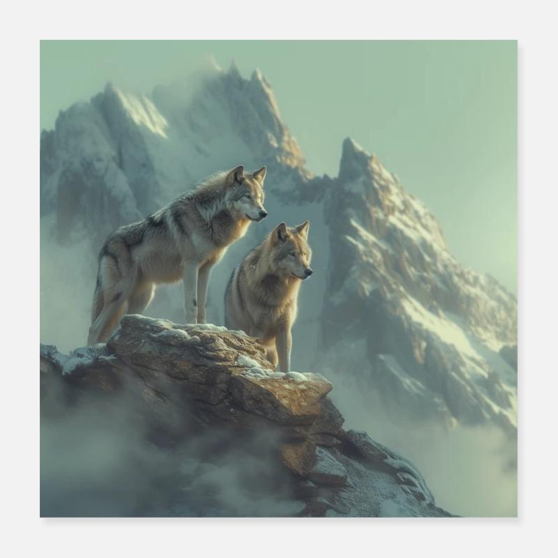 Wölfe an der Spitze Poster 40x40 cm