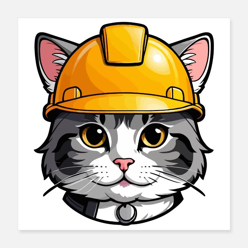 Hardworking Cat Poster 16" x 16" (40x40 cm)