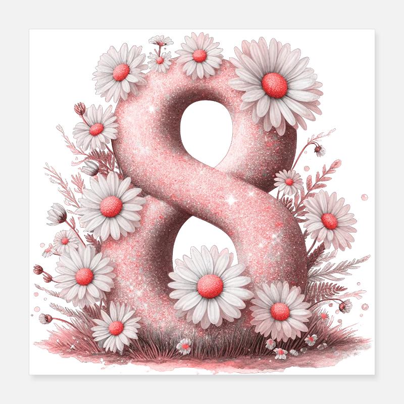No. 8 eit digital background number vector sign tal Poster 16" x 16" (40x40 cm)
