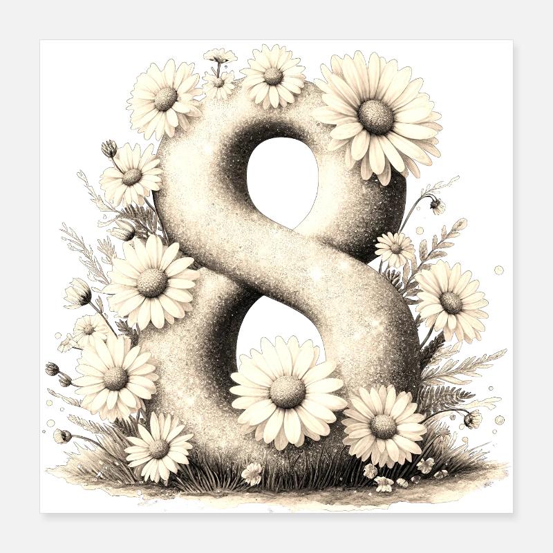 Nr. 8 eit digitale Hintergrundnummer Vektorzeichen Tal Poster 40x40 cm