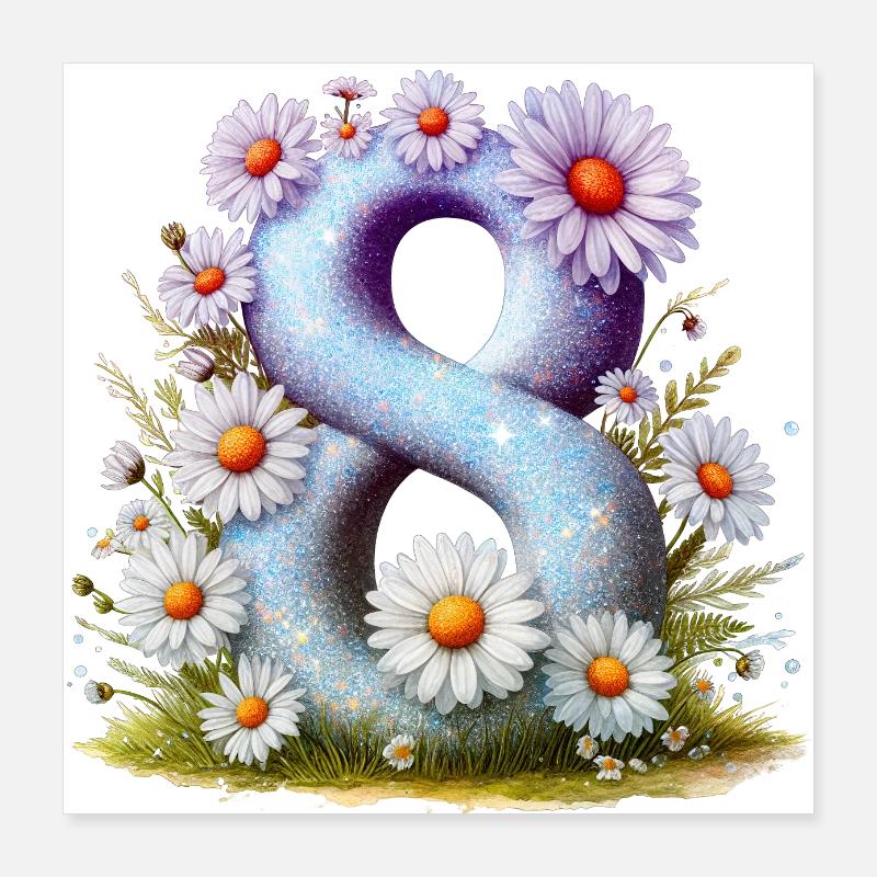 No. 8 eit digital background number vector sign tal Poster 16" x 16" (40x40 cm)