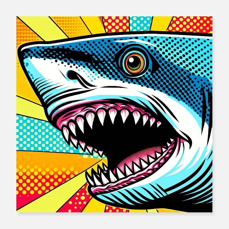 Requin Pop Art Poster 40 x 40 cm