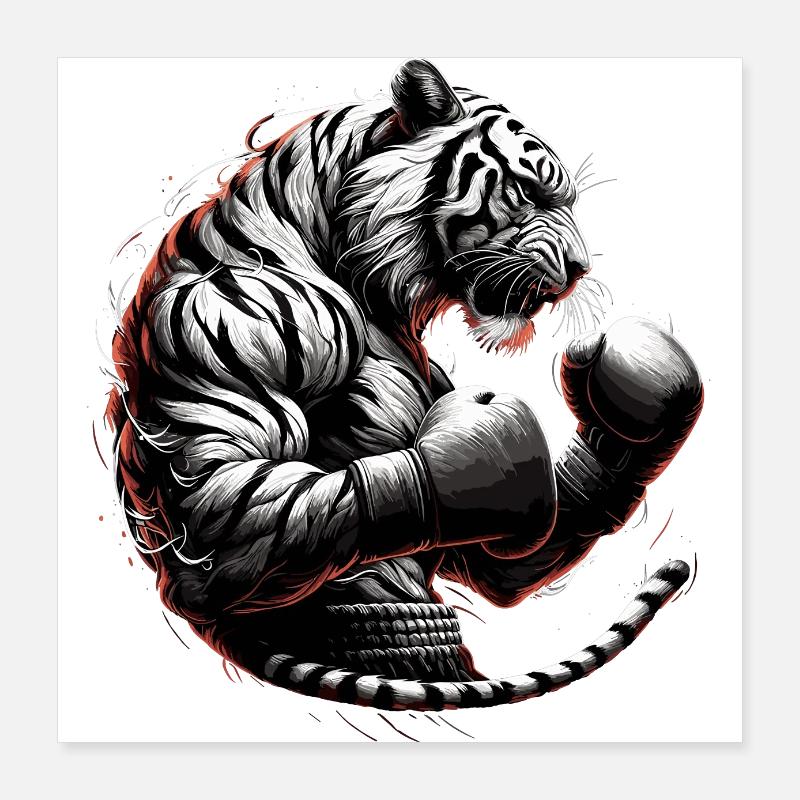 Tiger Boxer Fighter Boxing Gift Poster 16" x 16" (40x40 cm)