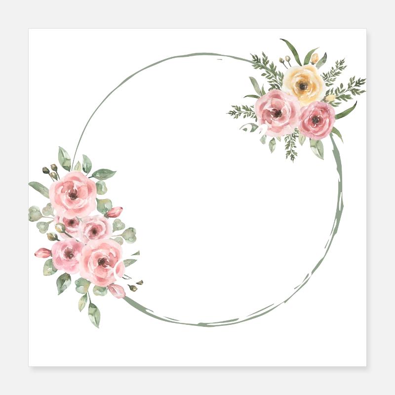 Das Team der Braut mit rosa Blumen Poster 40x40 cm