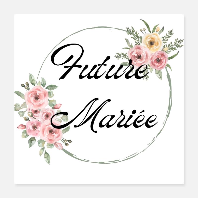 Bride-to-be Pink Flowers -Matching Tshirt Poster 16" x 16" (40x40 cm)
