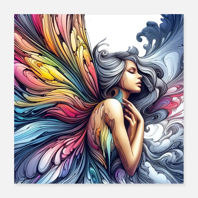 Ailes de la fée papillon Poster 40 x 40 cm