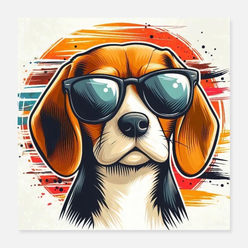 Beagle Kunst Poster 40x40 cm