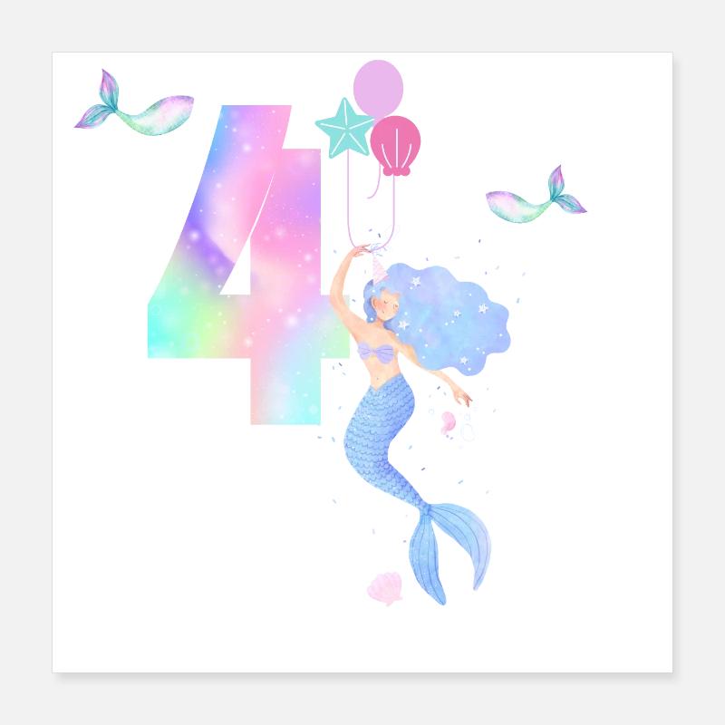 4e anniversaire sirène Poster 40 x 40 cm