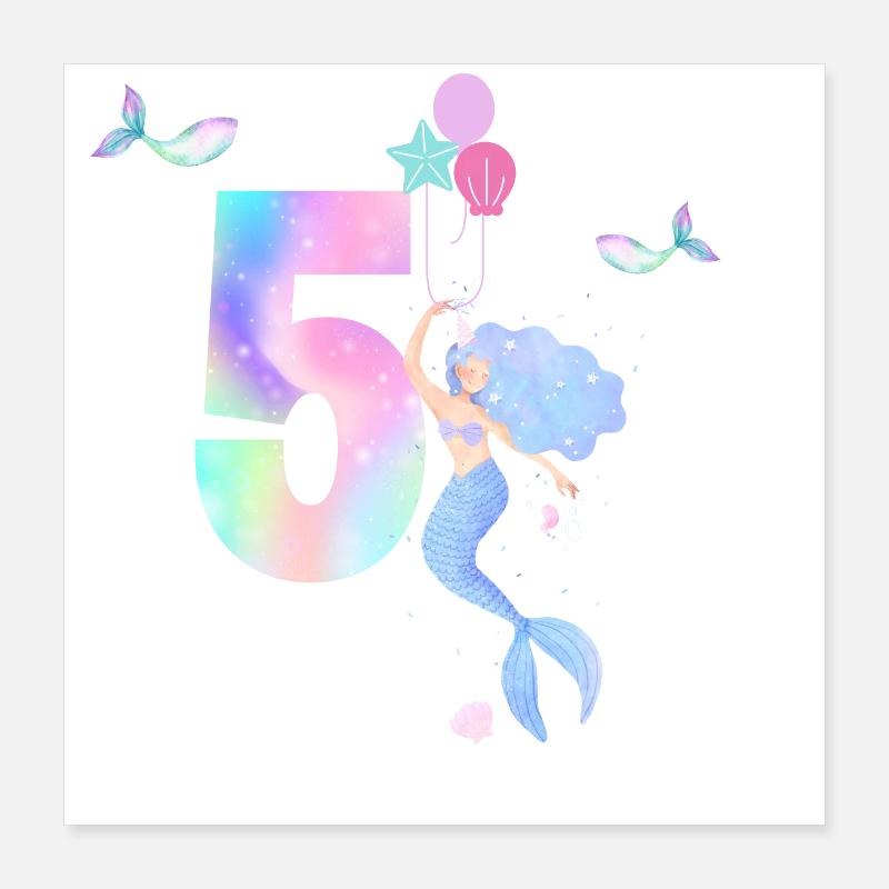 5e anniversaire sirène Poster 40 x 40 cm