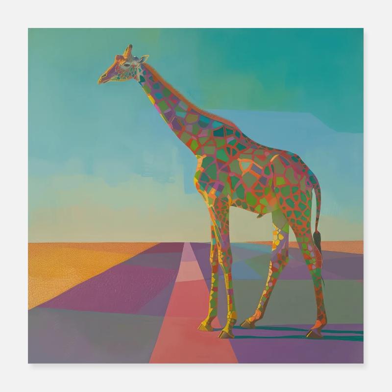 giraffe, bunt, tier, geschenk, geschenkidee Poster 40x40 cm