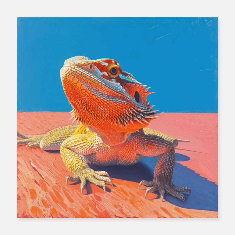 Bartagamen, echse, bunt, tier, geschenk Poster 40x40 cm