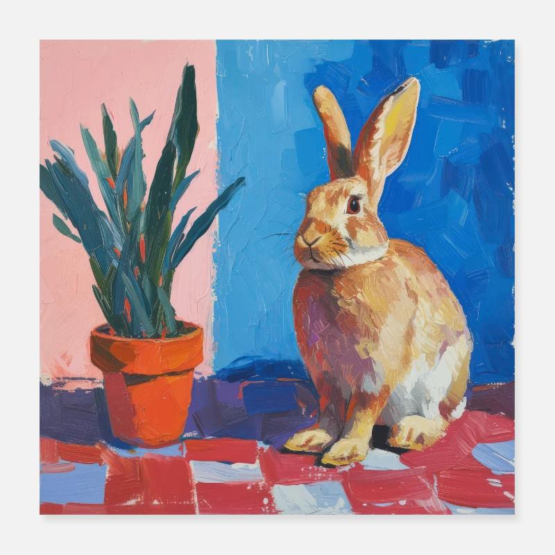 bunny, rabbit, colorful, animal, gift Poster 16" x 16" (40x40 cm)