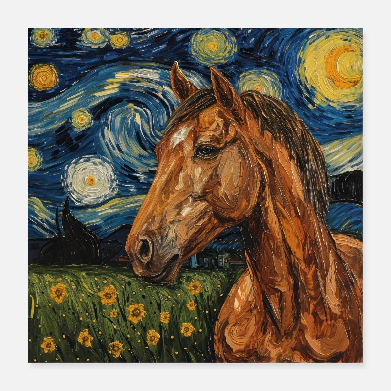 Cheval Van Gogh Poster 40 x 40 cm