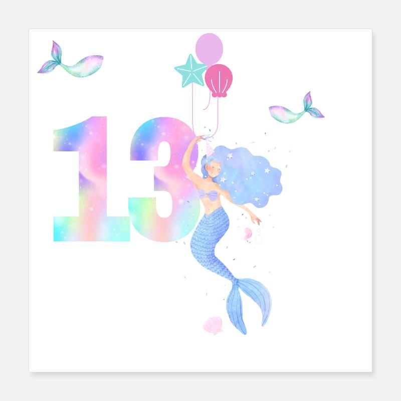13e anniversaire sirène Poster 40 x 40 cm