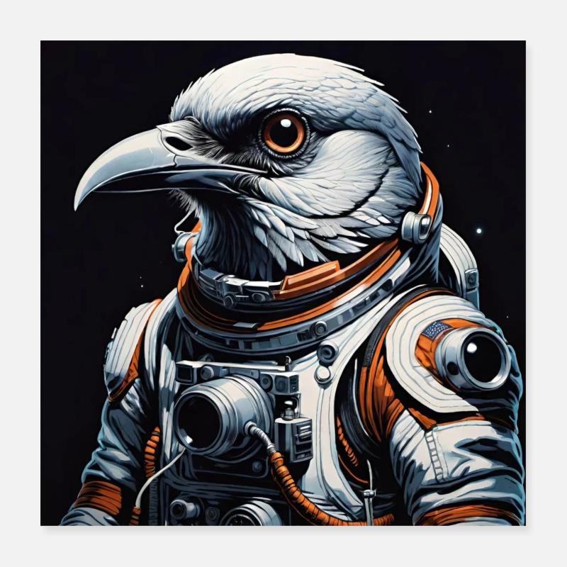 Oiseau astronaute Poster 40 x 40 cm
