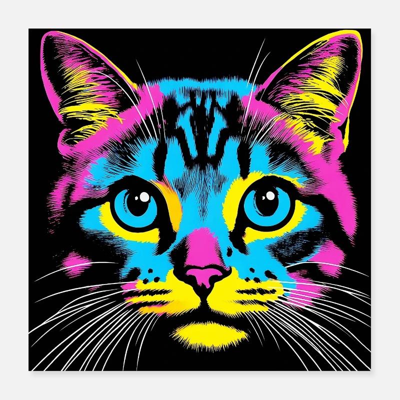 Chat Pop Art Poster 40 x 40 cm