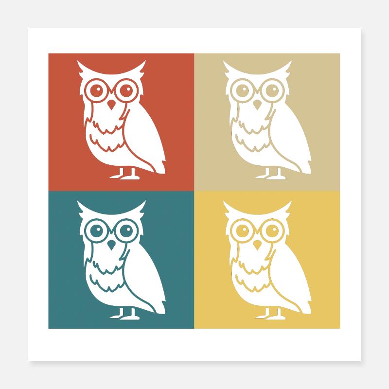 Retro Vintage Eule Poster 40x40 cm