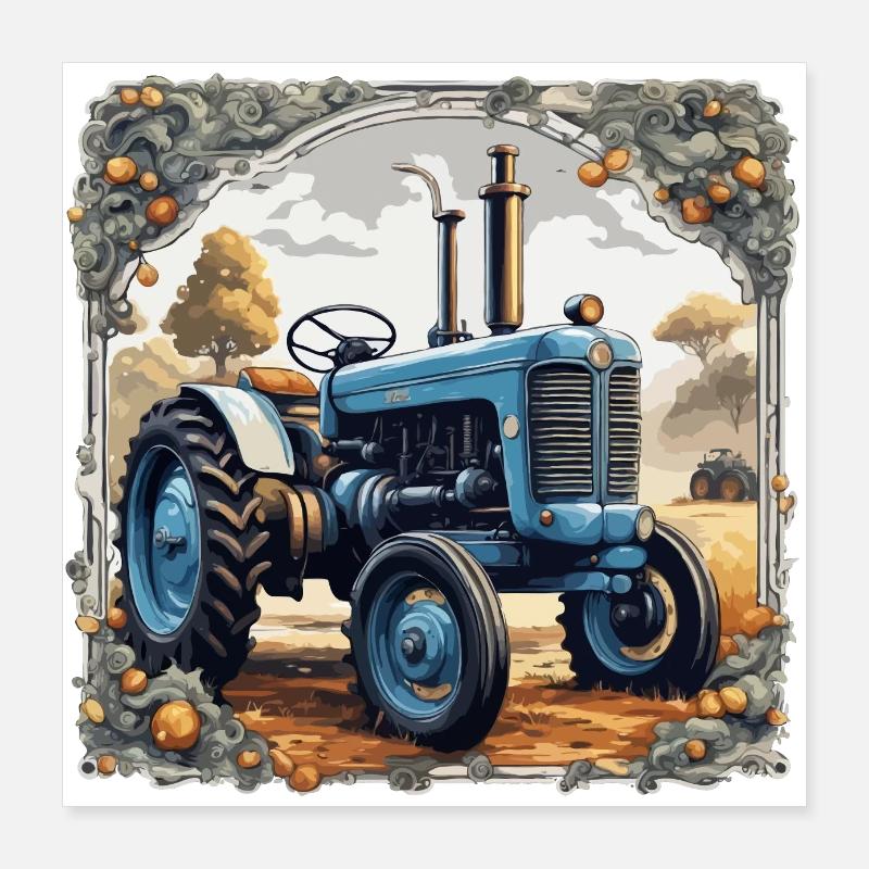 Traktor / Landwirtschaft / Bauer / Feldarbeit Poster 40x40 cm