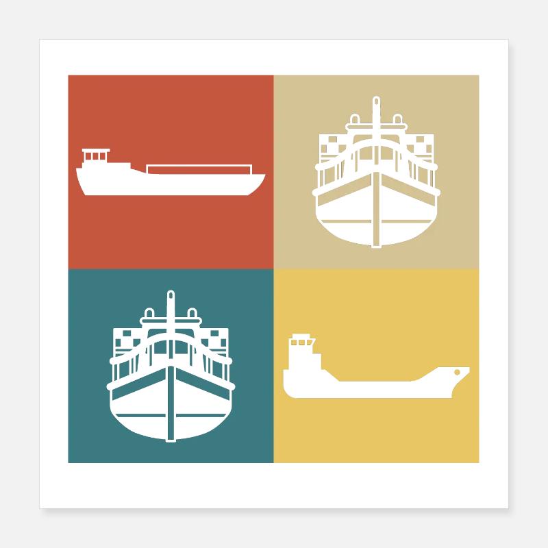 Retro-Vintage-Hausboot Poster 40x40 cm