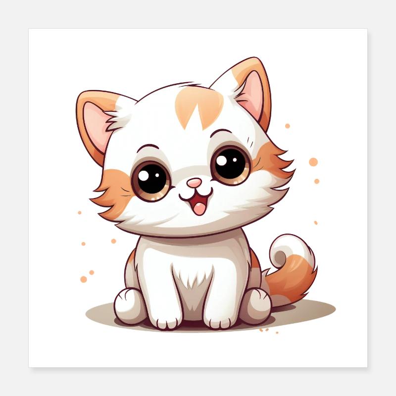 Cat Logo Cute Cat Poster 16" x 16" (40x40 cm)