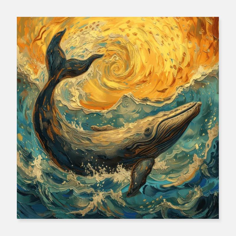 Poisson-baleine Van Gogh Poster 40 x 40 cm