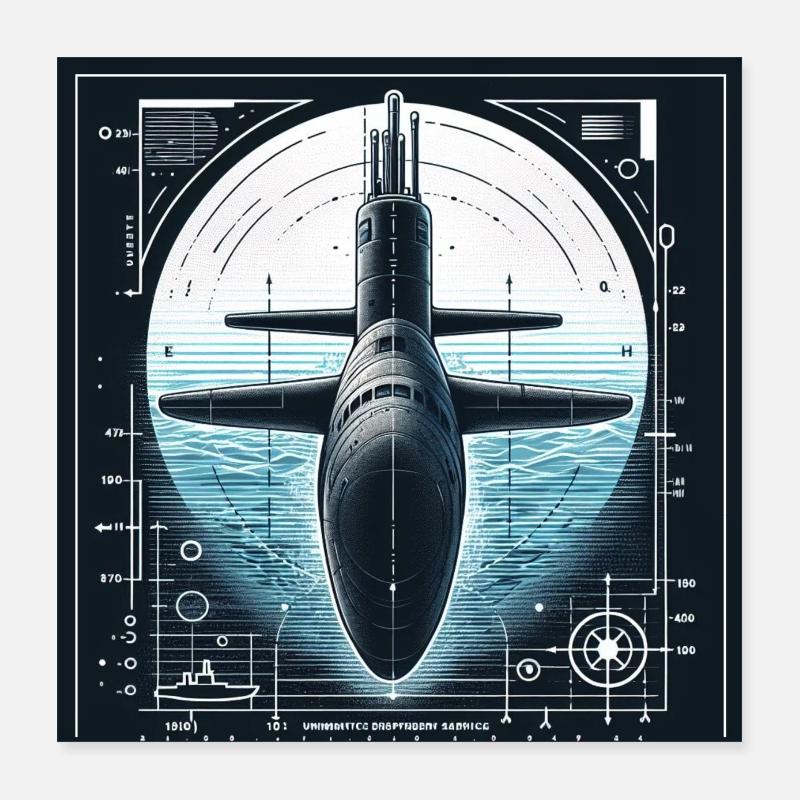 Sous-marin Poster 40 x 40 cm