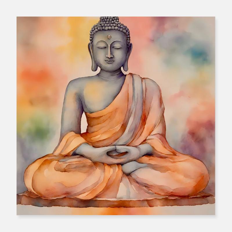 Buddha - Poster 40x40 cm - Weiß