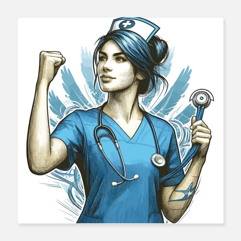 Cadeau de Pose de victoire de l’infirmière Poster 40 x 40 cm