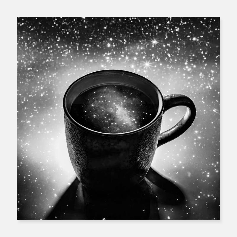 Kosmische Tasse Kaffee Poster 40x40 cm