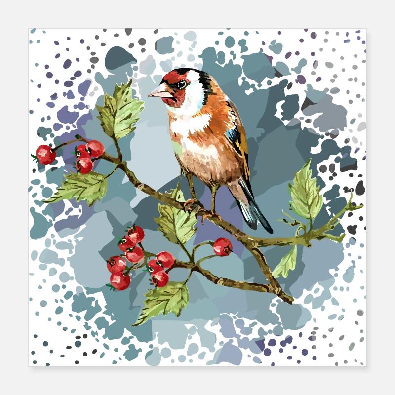 Bunter Vogel Poster 40x40 cm