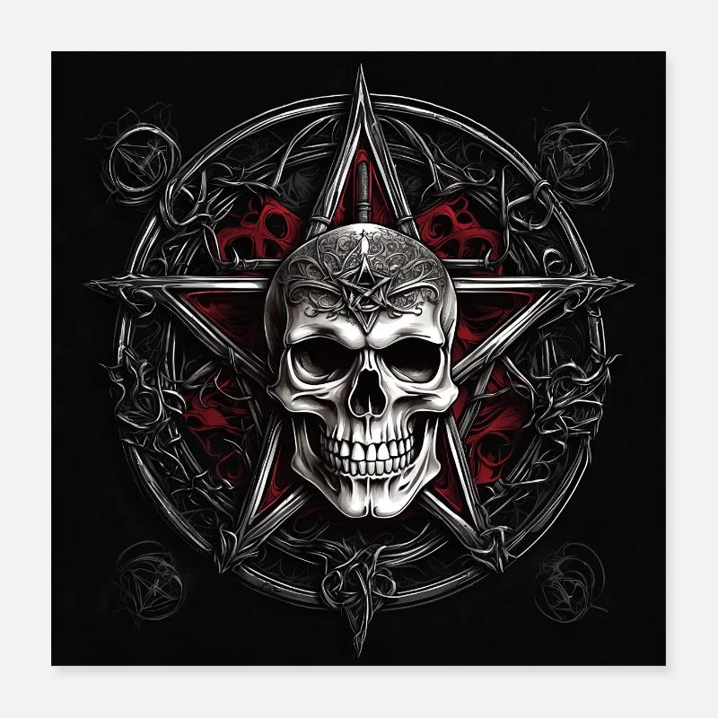 Dunkler Skull Gothic Look Plakat Poster 40x40 cm