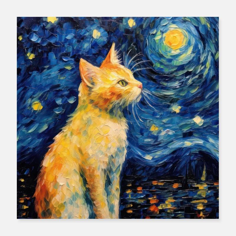 Chat, Motif De Chat Poster 40 x 40 cm